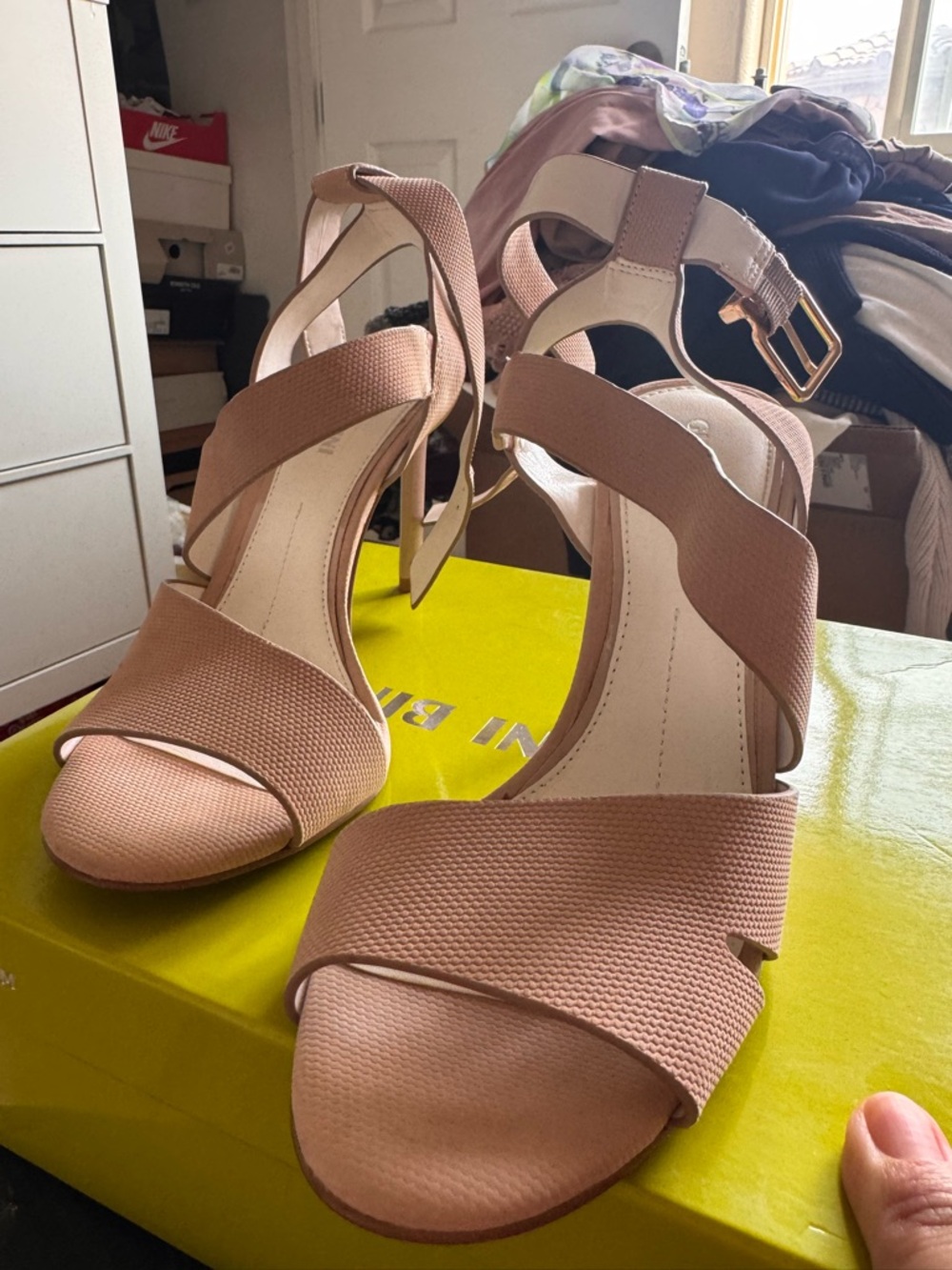 Gianni Bini Textured Blush Strappy High Heel Sandals - Picture 3 of 8